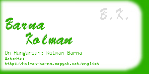 barna kolman business card